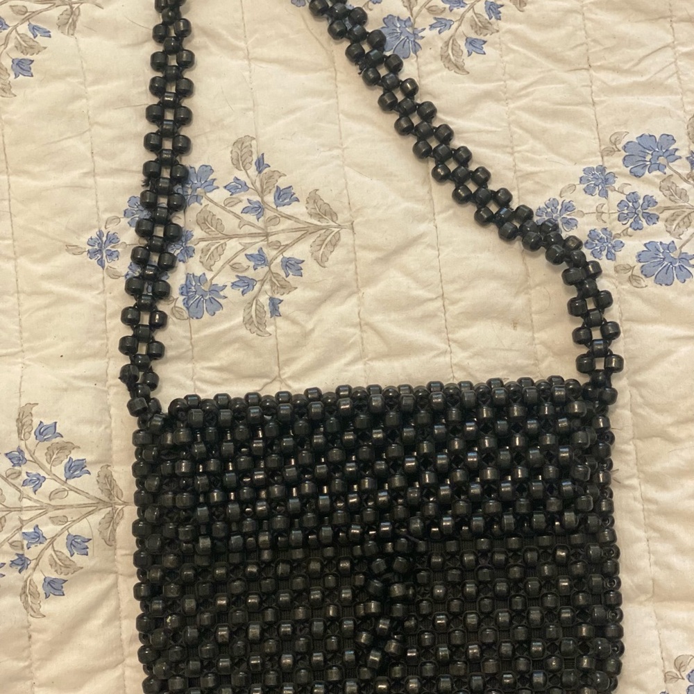 Black Beaded Crossbody Bag